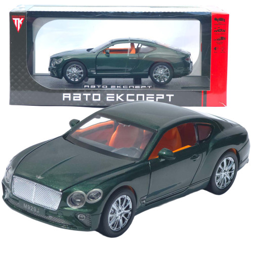 Машинка метал Bentley Continental GT АвтоЕксперт зелена 1:24 звук світло відкр двері капот багажник (RS-93415)
