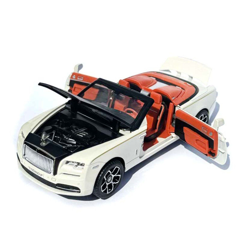 Машинка метал Rolls-Royce Dawn Spofec Ролс Ройс кабріолет білий 1:24 відкр двері баг капот звук світло 22*6,5*8см (AP-2013)
