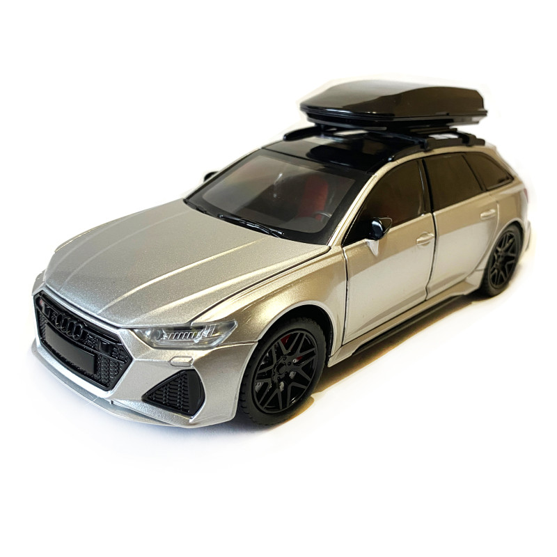 Машинка металева дитяча Audi RS6 ауді, срібна, Автоексперт, світло, інерція, відкриваються двері, багажник, капот, 1:24, 21*8*8см (GT - 05963/GT-0911)