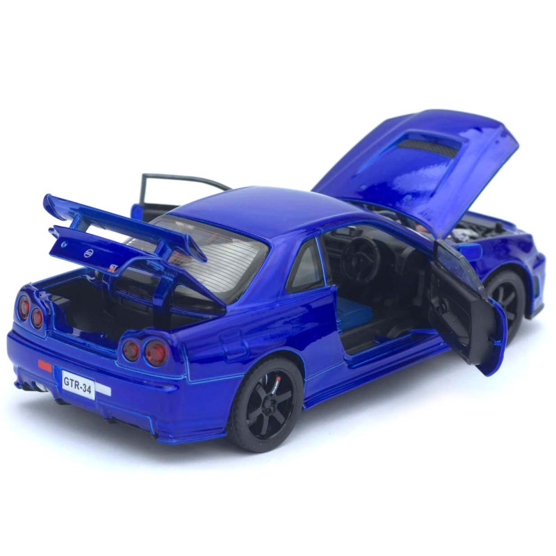 Машинка метал Nissan Skyline GT-R синя 1:32 світло звук інерція відч двері капот багаж (TK-13306)