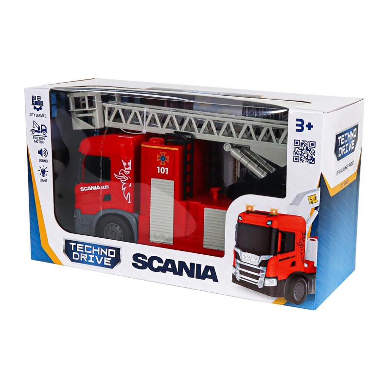 Пожежна машина Scania (світло, звук, функція води), Big Truck, TechnoDrive, 31х10х16 см (6407KS)