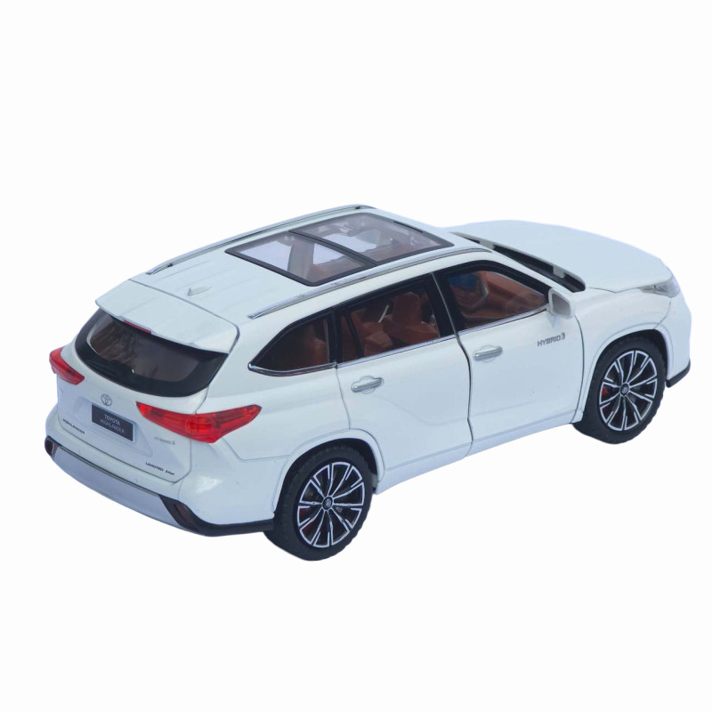 Машинка металл Toyota Highlander АвтоЭксперт белая 1:24 свет звук откр двери капот багажник (1980-08)