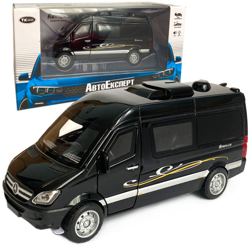 Іграшкова машинка металева Mercedes-Bens Sprinter CM335, мінівен (Мерседес-Бенц спрінтер CM335) «АвтоЕксперт», чорний, батар., світло, звук, відкр.двері, інерція, від 3 р., 15*5*7 (ТК-1788/31049)