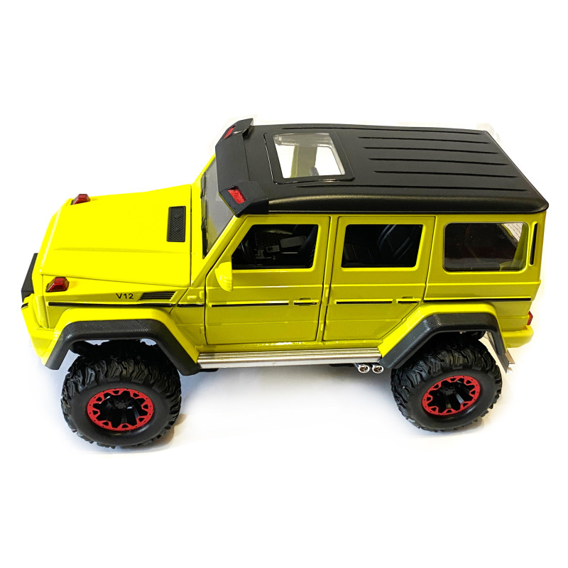 Машинка металева дитяча Mercedes G500 мерседес, жовтий, Автоексперт, 1:24, світло, інерція, відкриваються двері, багажник, капот, 20*10*11см (GT - 09002)