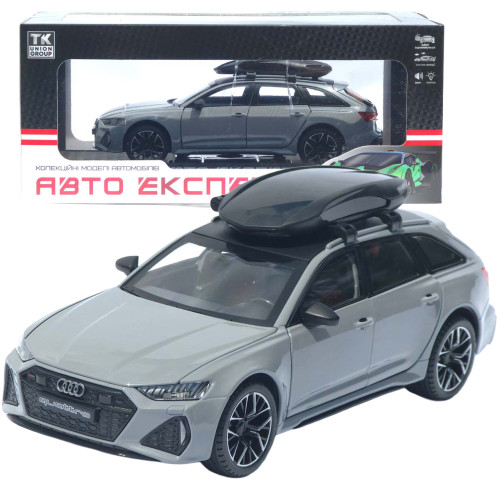 Машинка метал Audi RS6 Avant сіра 1:24 світло звук відкр двері капот багажник (1870-07)