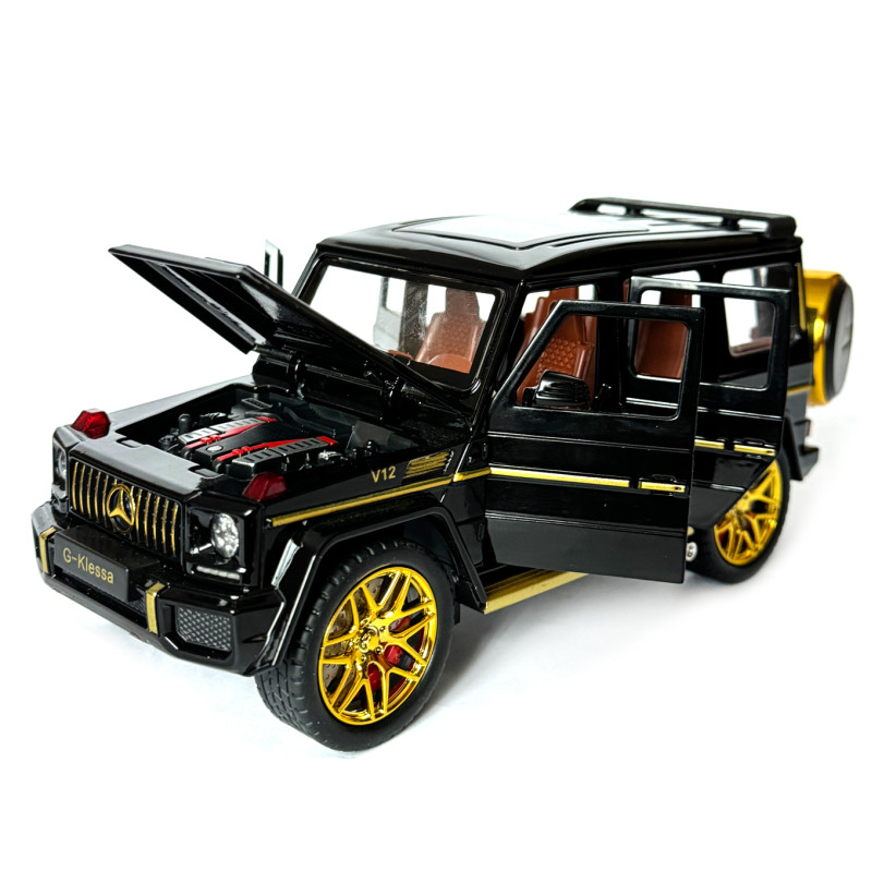 Машинка металева Mercedes-Benz G63 AMG Гелендваген (Гелік) мерседес чорний 1:24 світло, інерція, відкриваються двері, багажник, капот, 22*8*9,5см (AP- 1834)
