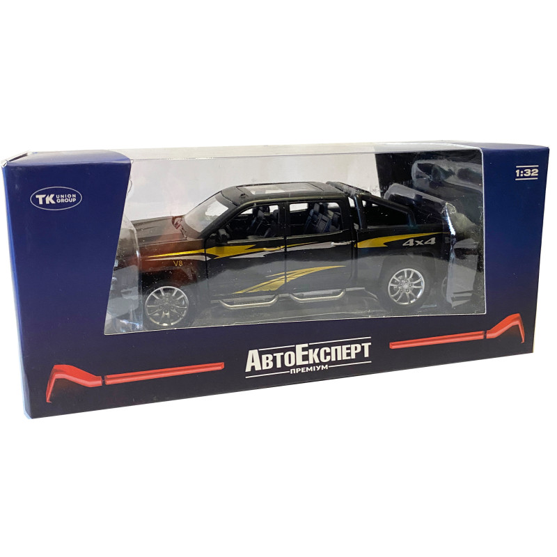 Машинка металева дитяча Chevrolet V8 Шевроле, чорний, Автоексперт, 1:32, світло, інерція, відкриваються двері, багажник, капот, 17,5*5*6см (TК - 32293)