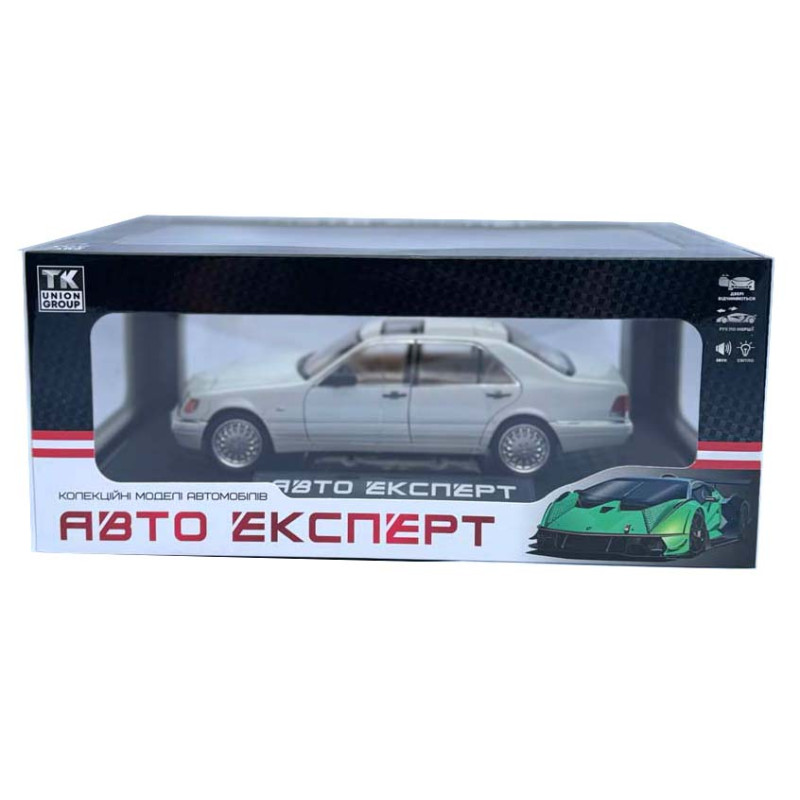 Машинка Mercedes-Benz W140 S біла метал 1:24 звук світло інерція 21*8*6,5см (1130-19)
