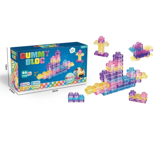 Силіконовий гнучкий "желейний" прозорий дитячий конструктор магічний Gummy Bloc 60 деталей (QZ 31)