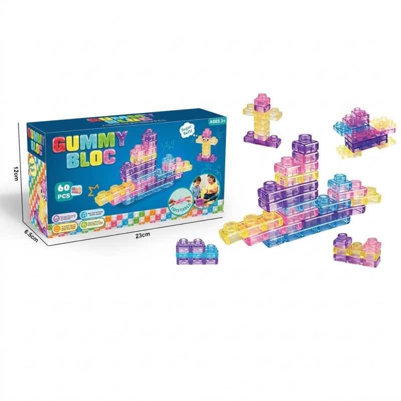 Силіконовий гнучкий "желейний" прозорий дитячий конструктор магічний Gummy Bloc 60 деталей (QZ 31)