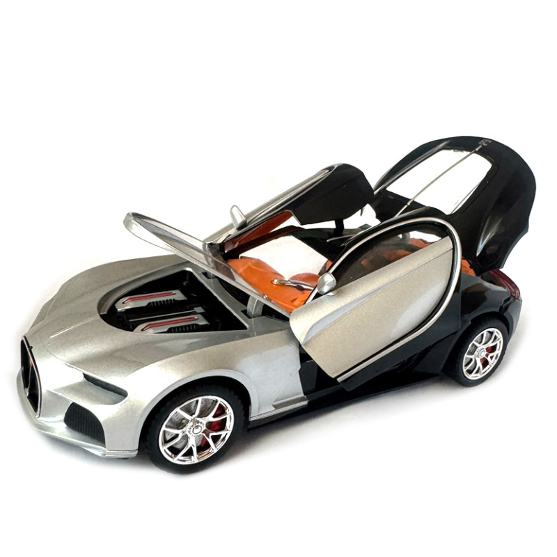 Машинка металева Bugatti Atlantic срібно-чорна АвтоЕксперт 1:24 парогенерація світло звук 20*8,5*5,5 см (GT-70150)