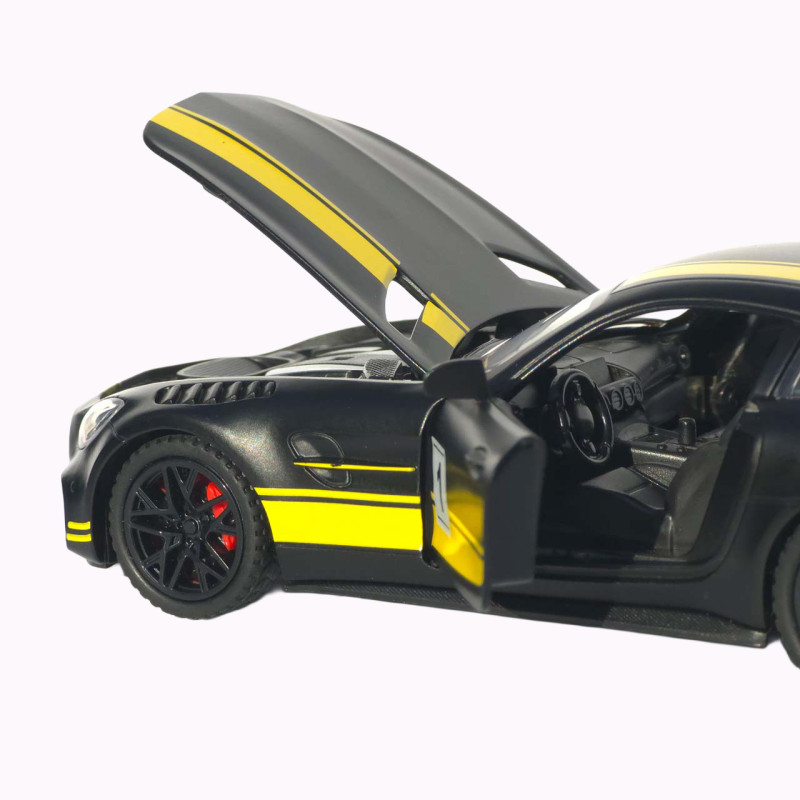 Машинка метал Mercedes-Benz AMG GT R АвтоЕксперт чорна з жовтим 1:32 звук світло інерція (LF-99081)