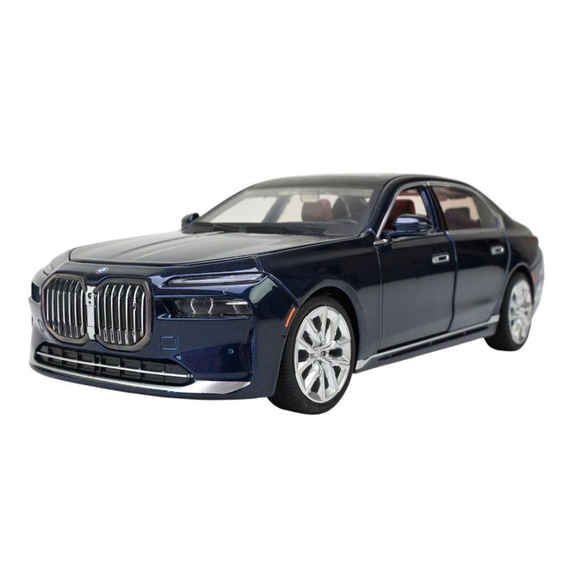 Машина метал BMW I7 БМВ синя 1:24 світло звук 22*6*8см (68288A(B)