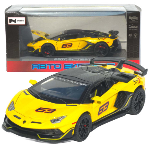 Машинка метал Lamborghini Aventador SVJ АвтоЕксперт жовта 1:32 звук світло 15,5*7*3,8 см (LF-66519)