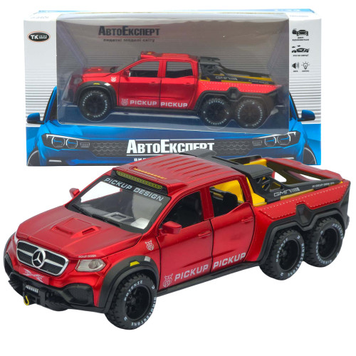 Машинка метал Mercedes-Benz X-Class 6x6 АвтоЕксперт червона 1:32 світло звук інерція (ТК-8452)
