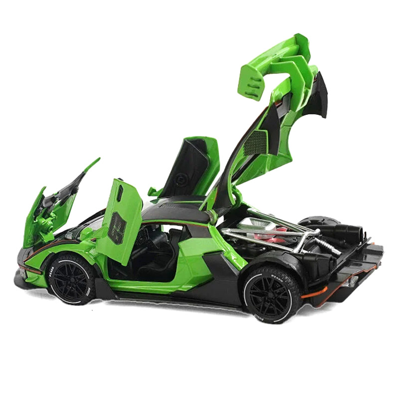 Машинка металева Lamborghini Essenza SCV12 Ламборгіні 1:32 зелена світло звук відкр двері баг капот 17,5*6,5*4см (37822)