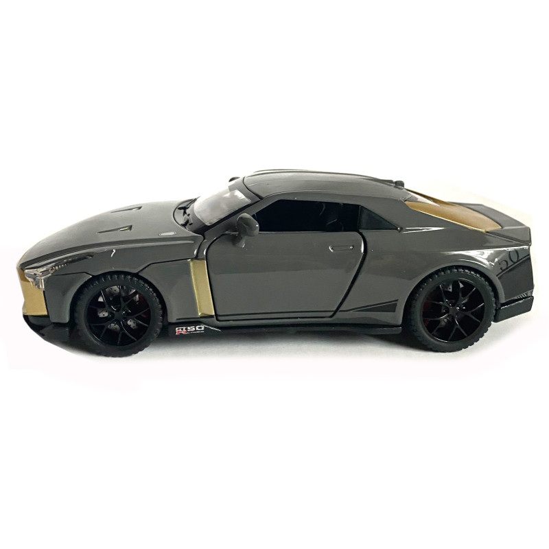 Іграшкова машинка металева Nissan GT-R 50, нісаан, сірий, звук, світло, інерція, откр двері, багажник, капот, Автоексперт, 1:32, 14,5*7*6см (ТК-17799)
