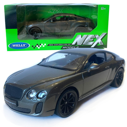 Іграшкова машинка металева WELLY 1:24 BENTLEY CONTINENTAL SUPERSPORTS, бентлі континенталь суперспорт, відкр.двері, капот, сіра,19*7.5*5.5 см (24018W)