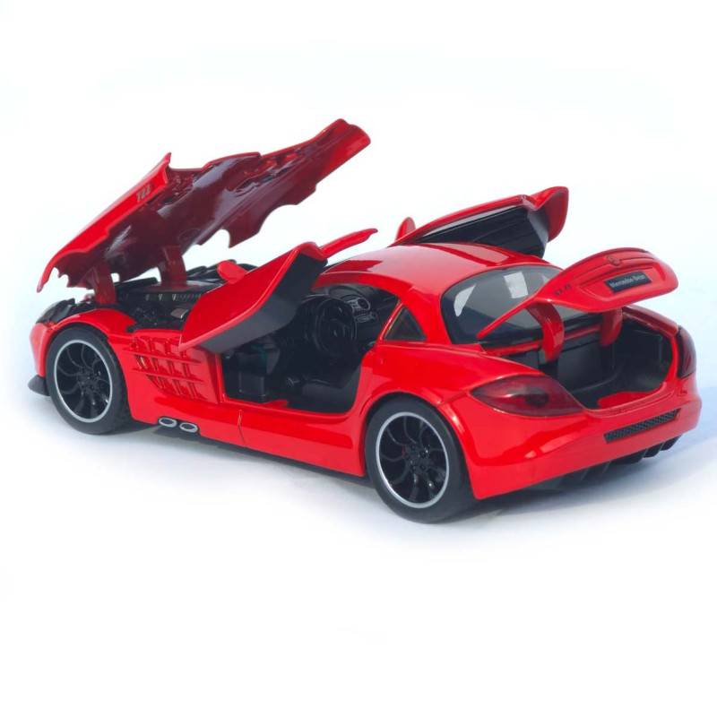 Машинка металл Mercedes-Benz SLR McLaren красная 1:32 свет звук открыв двери капот багаж (TK-31160)