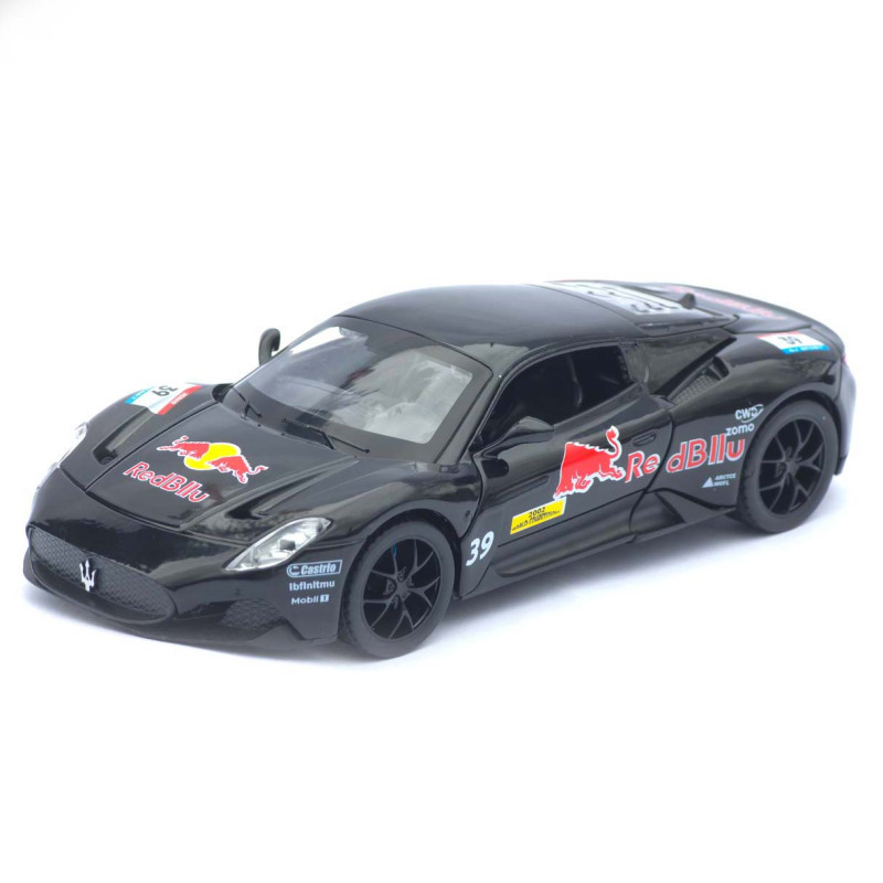Машинка металл Maserati MC20 (Мазерати) черная 1:32 свет звук инерция открываются двери капот багажник 15×7×4 см (ТК-11874)