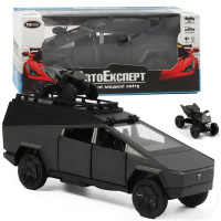 Машинка металева Tesla Cybertruck кемпінг сіра Тесла Кібертрак 1:32 відкр двері багажник з кухнею (60117)
