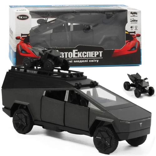 Машинка металева Tesla Cybertruck кемпінг сіра Тесла Кібертрак 1:32 відкр двері багажник з кухнею (60117)