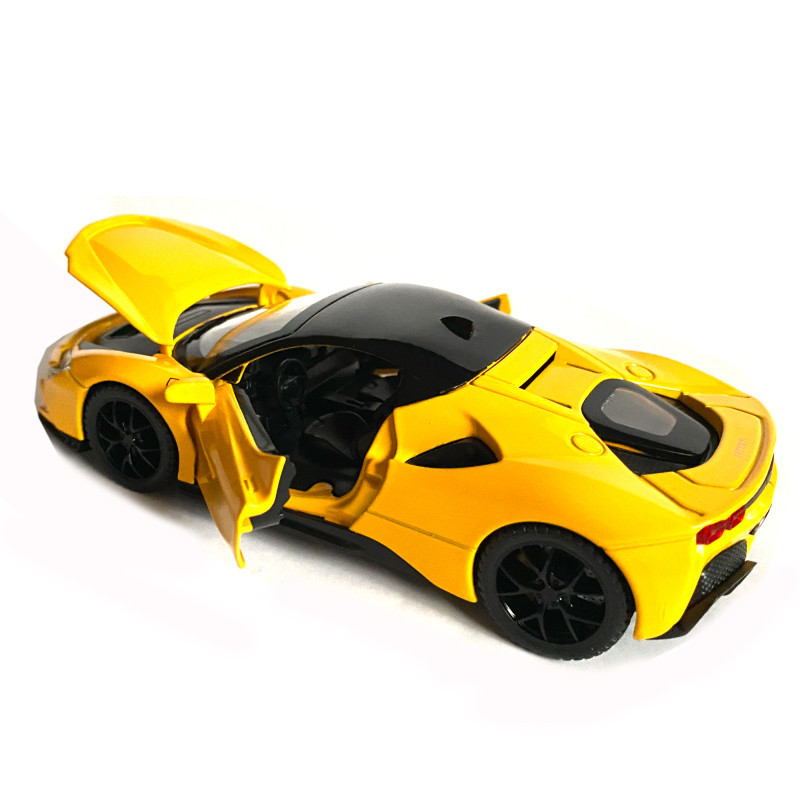 Іграшкова машинка металева Ferrari, Феррарі, жовта, звук, світло, інерція, откр двері, капот, Автоексперт, 1:32,14,5*7*4см (ТК-19002)