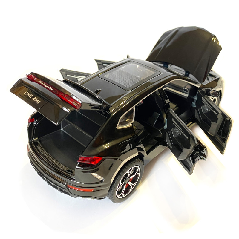 Машинка металева Lamborghini Urus Ламборгіні Урус чорна 1:24 звук світло інерція відкриваються двері багажник капот багажник резина колеса 20,5*8*8см (AP-2069)