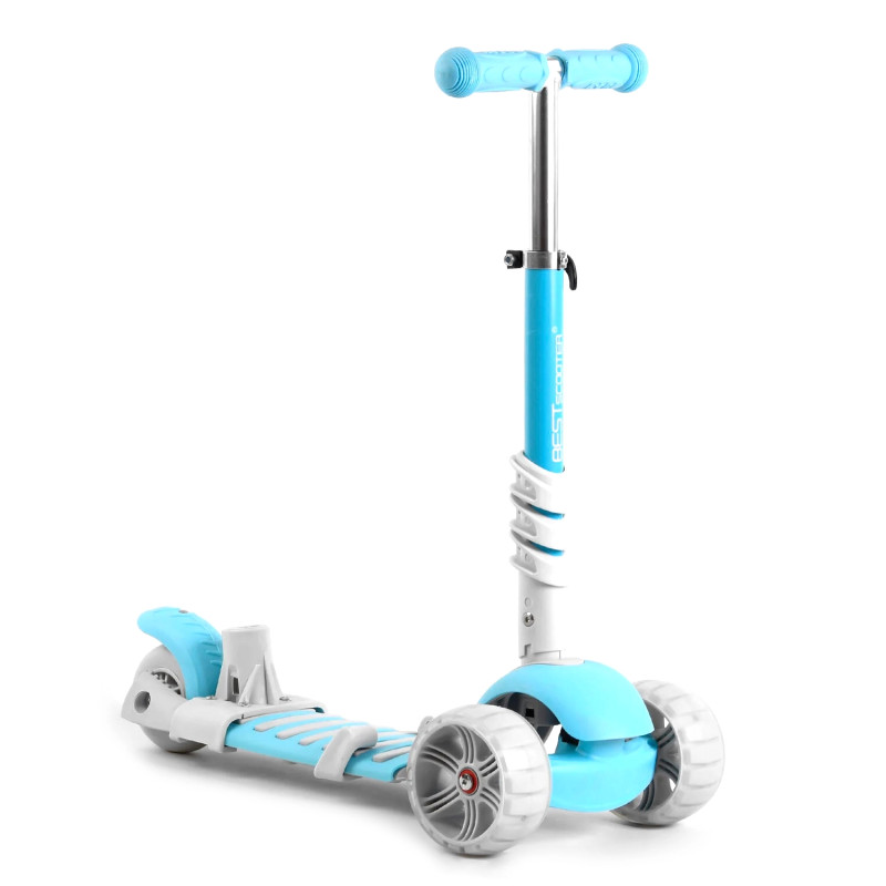 Самокат 5в1 Best Scooter, голубий, із захисним бампером, PU колеса 120х50мм зі світлом, в кор. (B-3047)