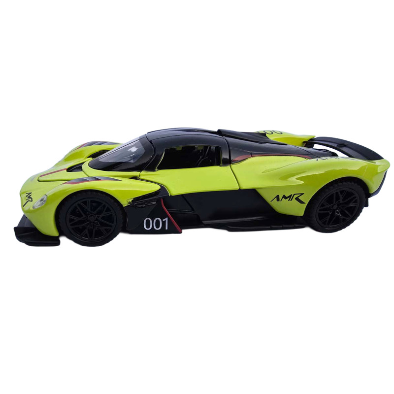 Машинка метал Aston Martin Valkyrie Астон Мартін зелена 1:32 світло звук 16*7,5*4см (31614)