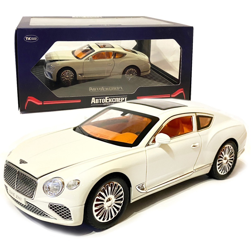 Машинка ігрова Bentley Continental «АвтоЕксперт» Бентлі Контіненталь метал біла світло звук 21*6*9 см (GT-6370)