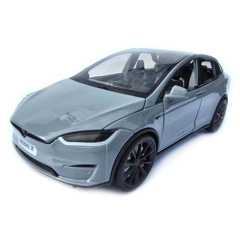 Машинка метал Tesla model X електрокар сіра Тесла 1:24 відкр двері баг капот звук світло 17,5*7,5*5,5см (EL 97188)