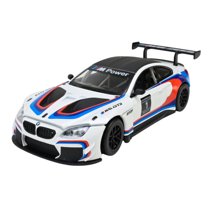 Машинка металева BMW M6 GT3 біла 1:24 світло звук відкр двері капот 20,5*8,5*5,5 см (68255B(A))