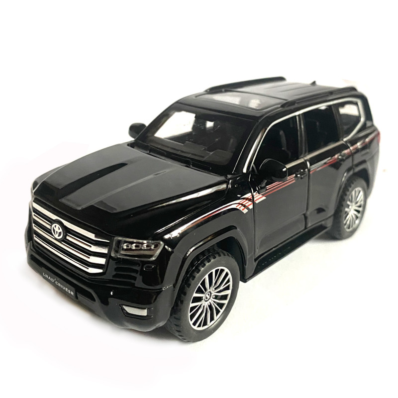 Іграшкова машинка металева Toyota Land Cruiser 300, тойота ленд крузер, чорний, звук, світло, інерція, відкр двері, багажник, капот, 1:32, 15*7*6см (ТК-18010/21497)