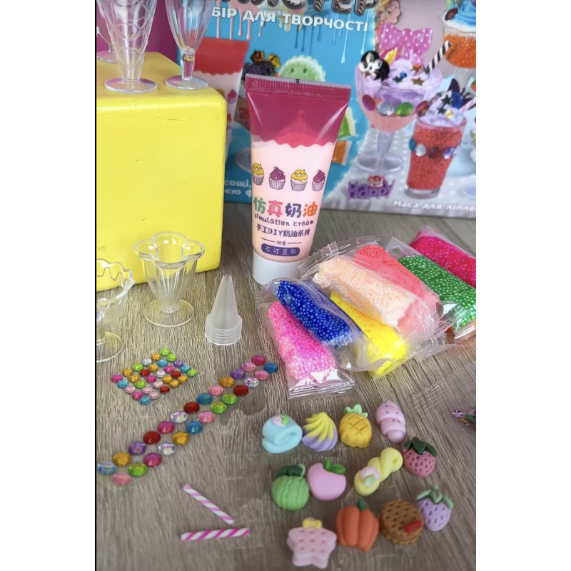 Набір для творчості Айс майстер WToys 12 скляночок фігурки кульковий пластилін симуляція вершків стрази блискітки в кор 22*3*20см (23708)