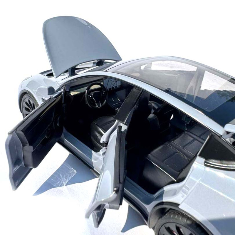 Машинка метал Tesla model Y електрокар сіра Тесла 1:24 відкр двері баг капот звук світло 19*6,5*8,5см (EL 70333)