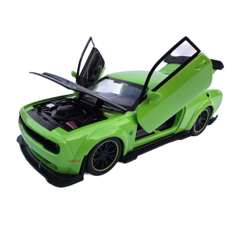 Машинка металева Dodge Challenger SRT Hellcat Додж 1:32 зелений світло звук 16*7*4,5см (23622)