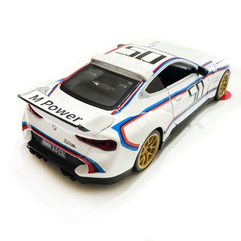 Машинка металева BMW 3.0 CSL БМВ біла 1:34 світло звук відкр двері 13*7*4см (68732А)