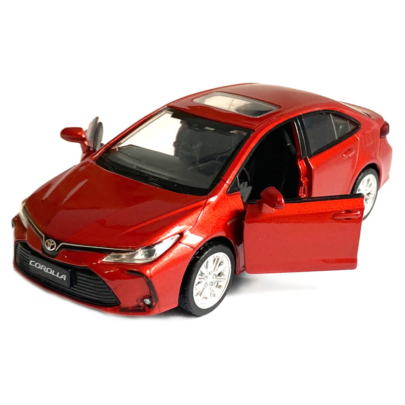 Машинка іграшкова металева Toyota Corolla Hybrid Автопром Тойота Королла гібрид, червона, світло, звук, відкр. двері, 14*6*4 см (68432)