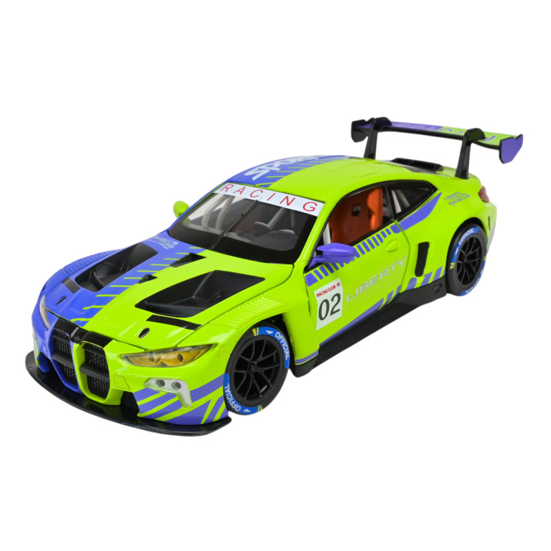 Машина метал BMW M4 GT3 БМВ зелена 1:24 світло звук відкр.двері 21*8,5*6см (68282A(PG)