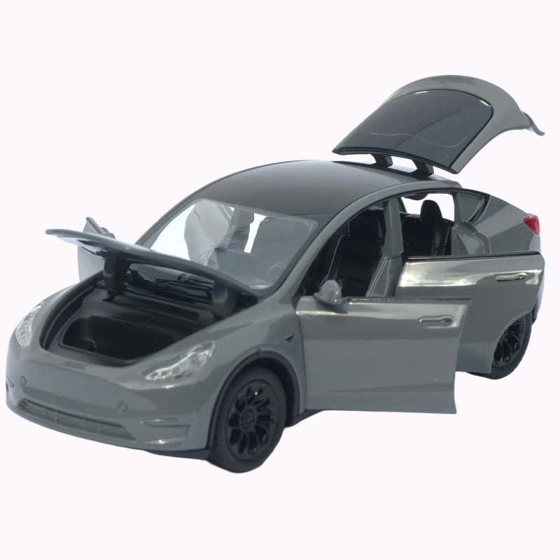 Машинка метал Tesla Model Y сіра 1:32 звук світло відкриваються двері капот багажник (ТК-8321)