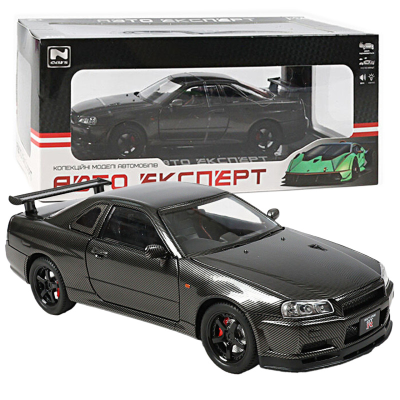 Машинка метал Nissan Skyline GT-R АвтоЕксперт карбон 1:24 звук світло інерція 21*8*6,5 см (G8317-48)