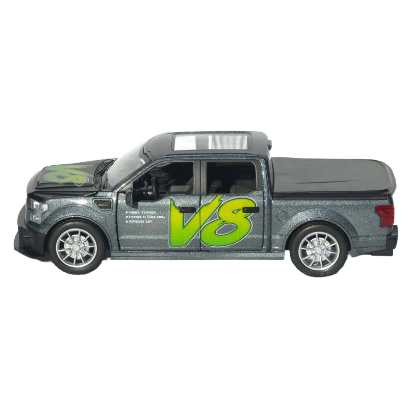 Машинка металл Ford F-150 Raptor серая 1:22 свет звук инерция откр дверь капот багажник (TX33912)