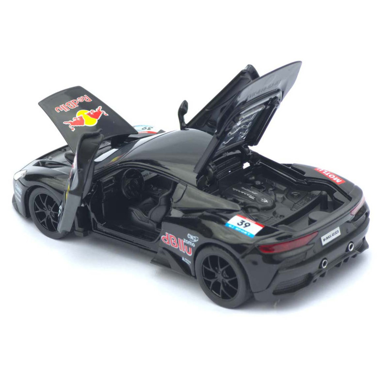 Машинка металл Maserati MC20 (Мазерати) черная 1:32 свет звук инерция открываются двери капот багажник 15×7×4 см (ТК-11874)