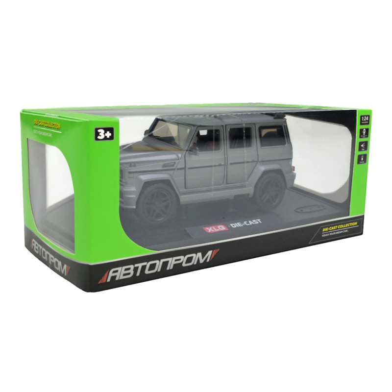 Машинка металл Mercedes-Benz G-Class Gelandewagen серая 1:24 звук свет открыв двери капот багажник (AP7717)