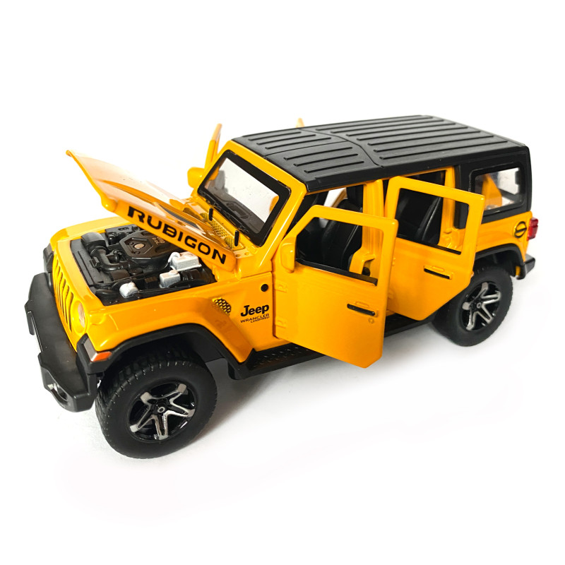 Іграшкова машинка металева Jeep Wrangler Unlimited Rubicon, Джип, жовтий, звук, світло, інерція, откр двері, капот, Автоексперт, 1:32,15*7*5,5см (ТК-11213/43560)