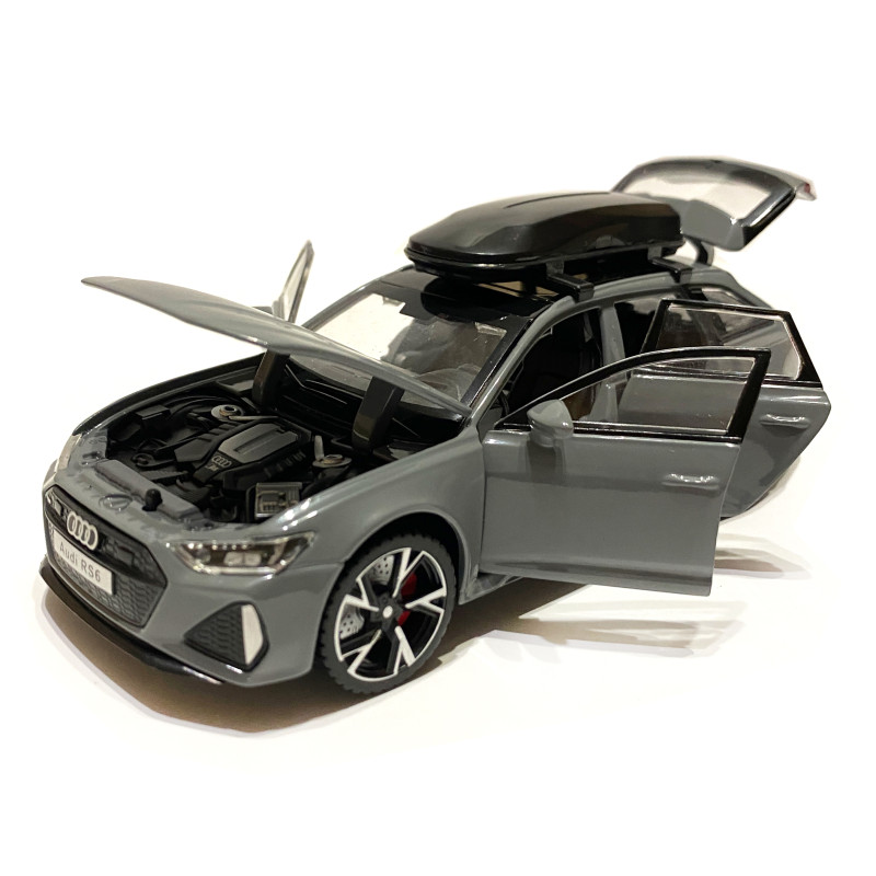 Іграшкова машинка металева Audi RS6, ауді, сіра, звук, світло, відкр двері, багажник, капот, Автоексперт, 1:32, 15*7*5см (97056)