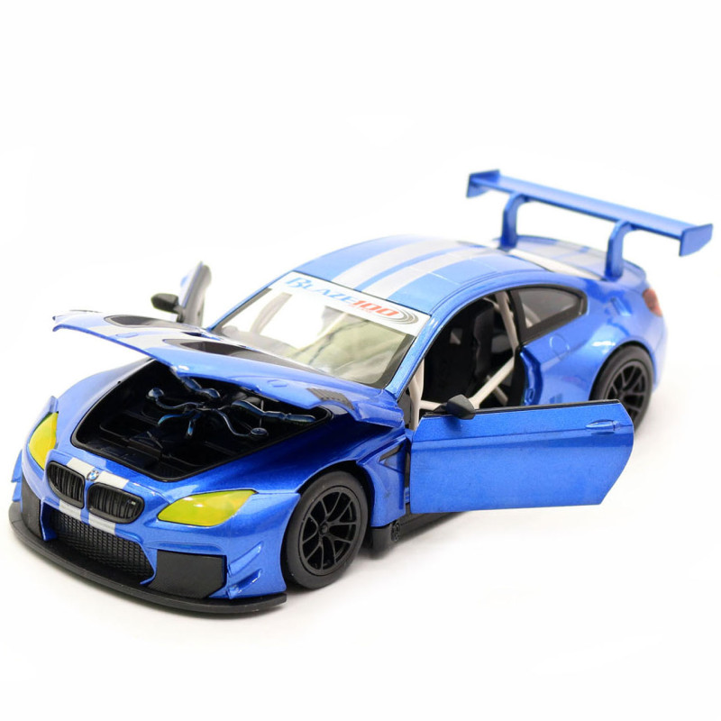 Дитяча машинка іграшкова Автопром «BMW M6 GT3» метал, 20 см, світло, звук, двері відчиняються, синя (68255B)