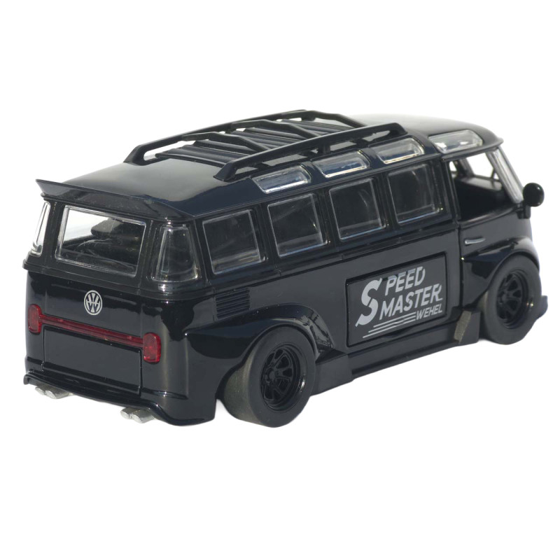 Машинка метал Volkswagen Type 2 (T1) чорна 1:32 світло звук інерція відч двері 2 дошки (TK-19102)