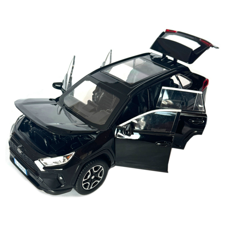 Машинка металева Toyota RAV4 Sport Тойота рав 4 спорт чорна 1:22 звук світло інерція відкр двері багажник капот гумові колеса 19*7*8см (AP-1989)